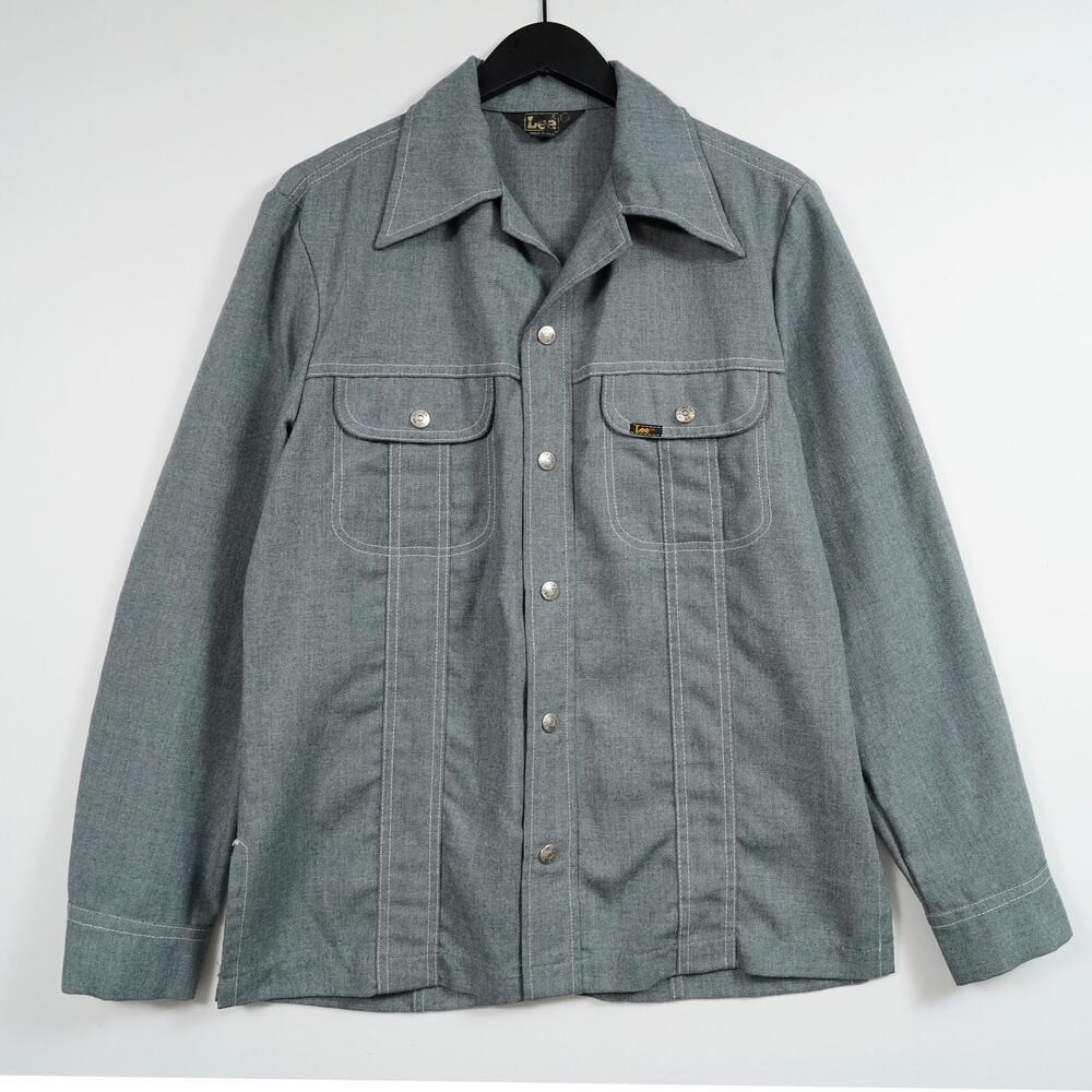 Vintage 70s Lee Western Jacket Snap Front Gray Made in USA Mens M